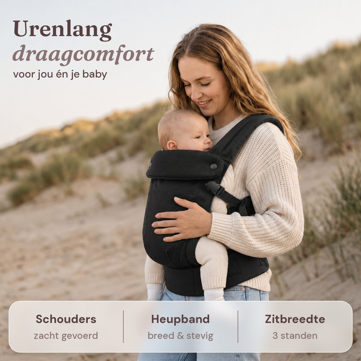 Ergonomische draagzak baby vanaf geboorte Zwart