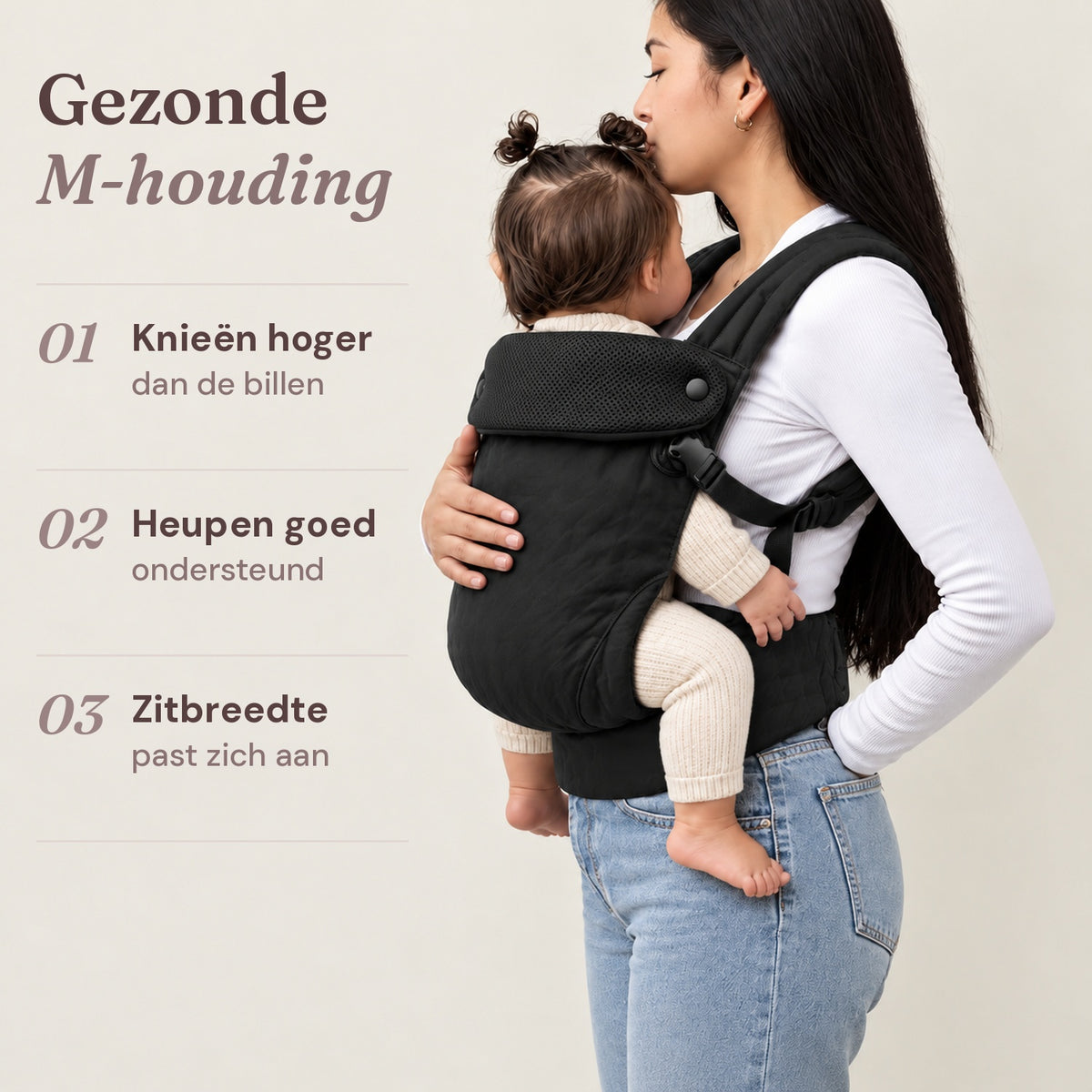Ergonomische draagzak baby vanaf geboorte Zwart