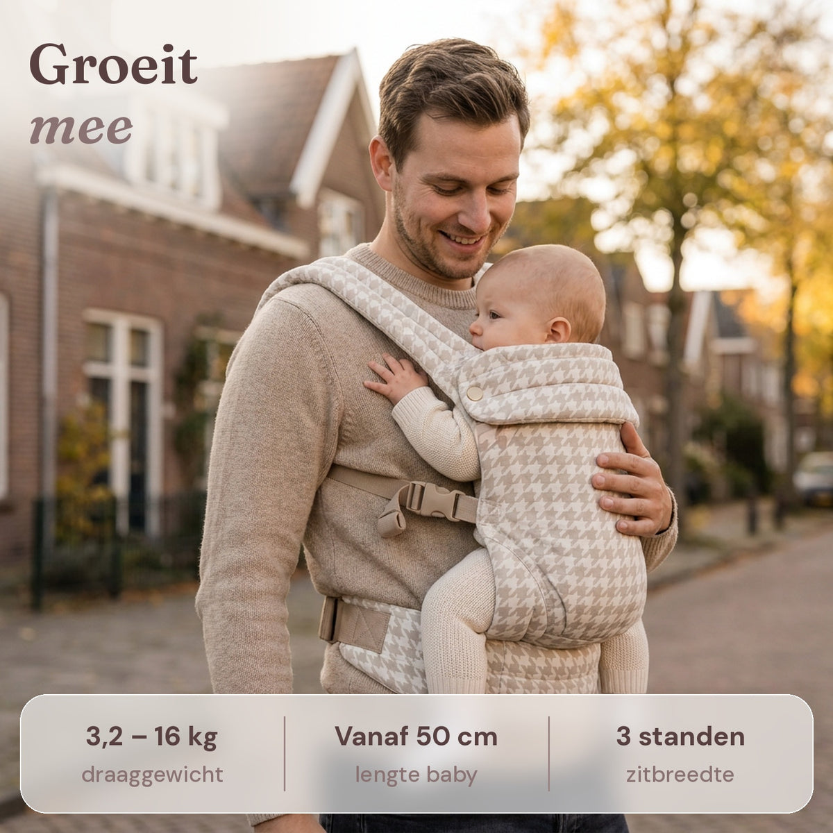 Ergonomische draagzak baby vanaf geboorte Beige
