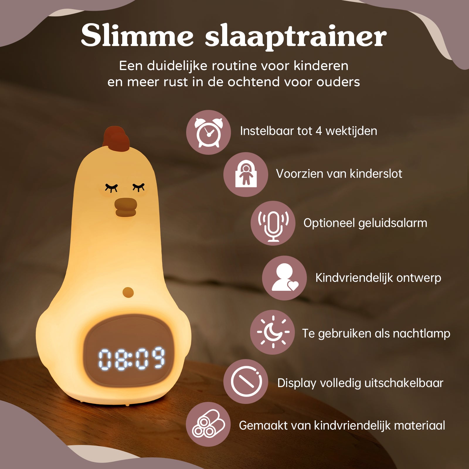 Slaaptrainer voor kinderen met app Kip