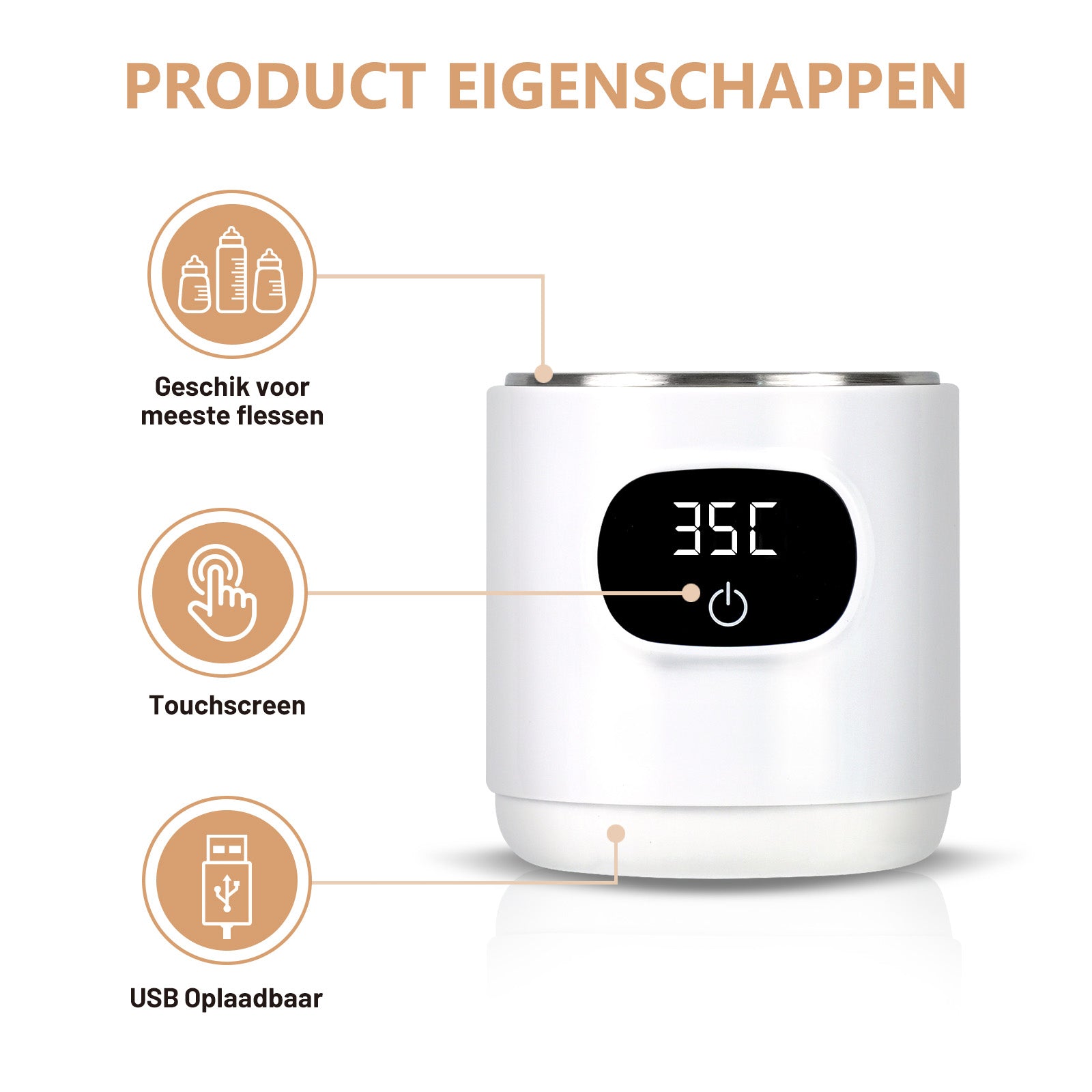 draadloze flessenwarmer
draagbare flessenwarmer
flessenwarmer
eigenschappen