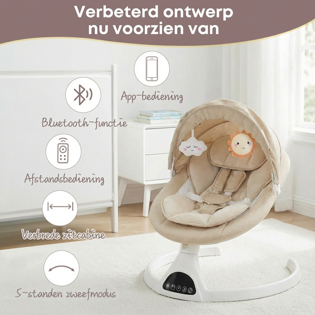 Baby Swing Elektrisch Babyschommel Wipstoel Beige