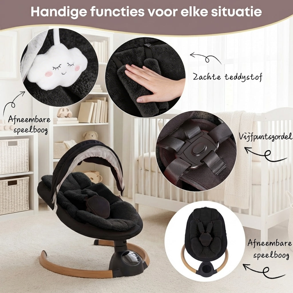 Baby Swing Elektrisch Babyschommel Wipstoel Zwart