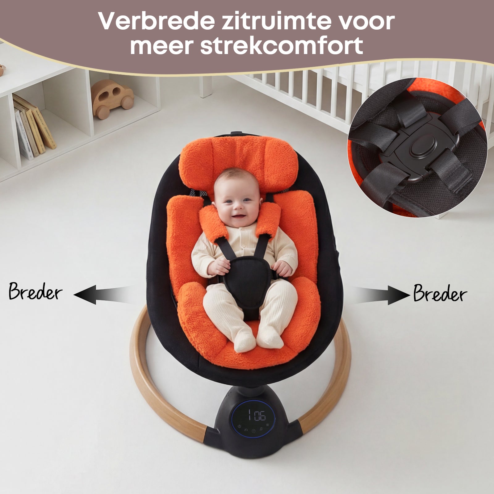 Baby Swing Elektrisch Babyschommel Wipstoel Oranje