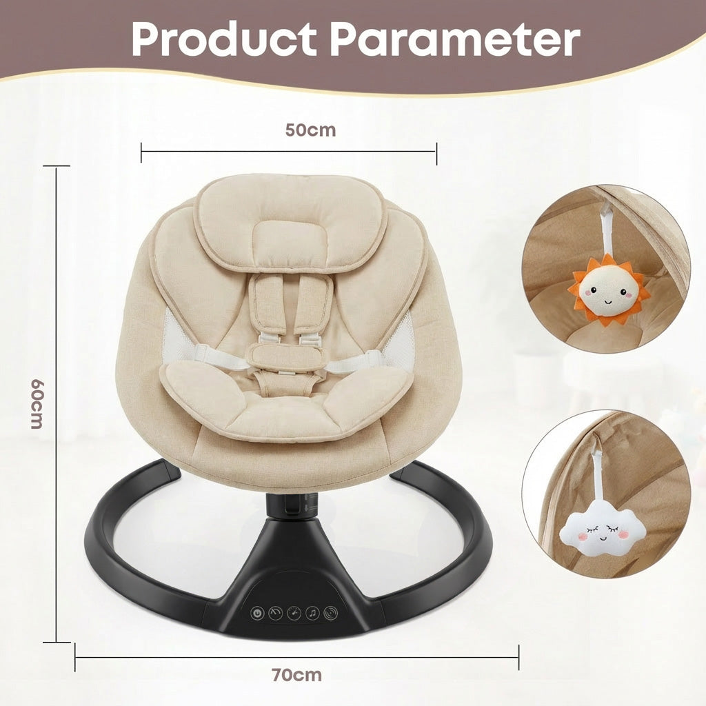 Baby Swing Elektrisch Babyschommel Wipstoel BeigeZwart