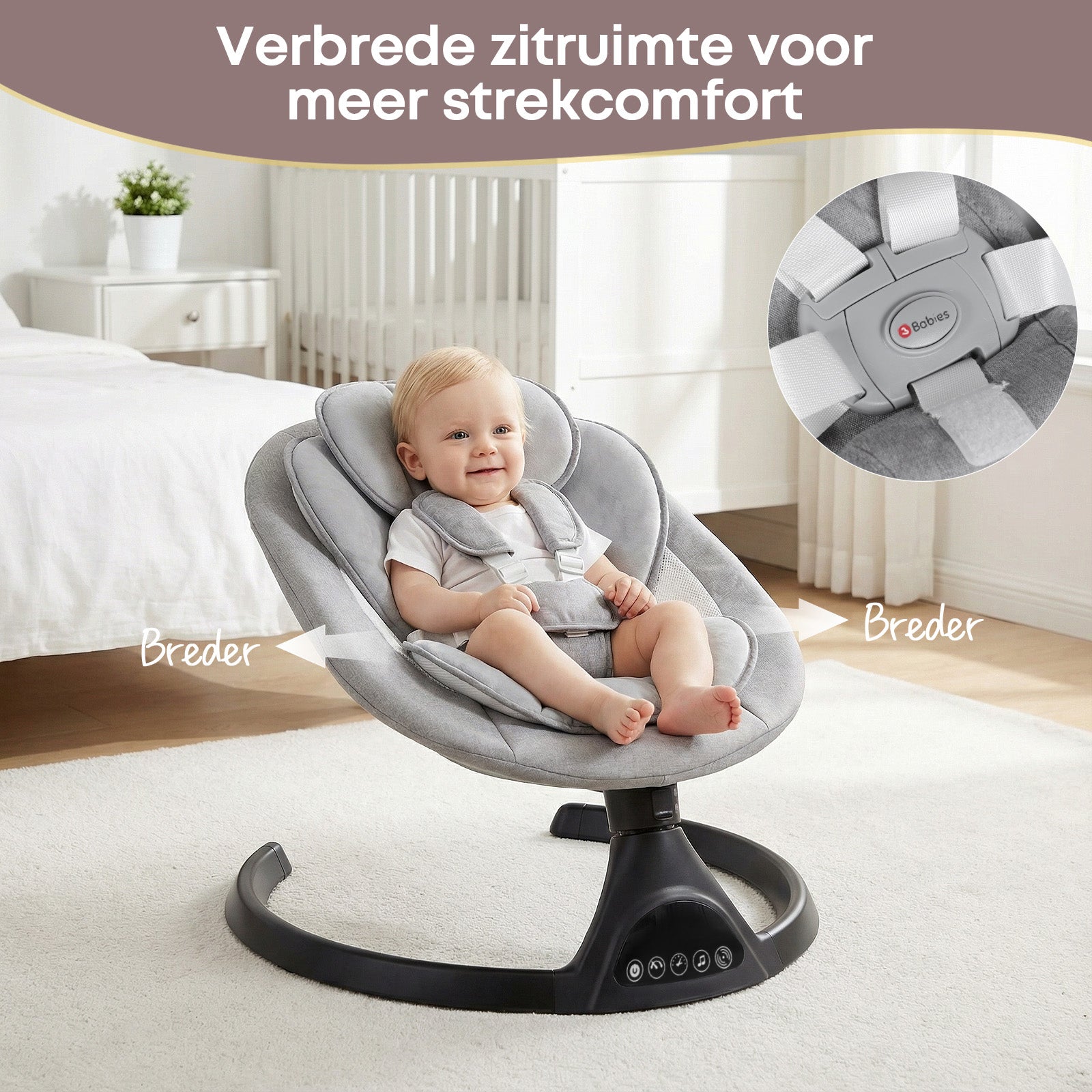 Baby Swing Elektrisch Babyschommel Wipstoel Grijs