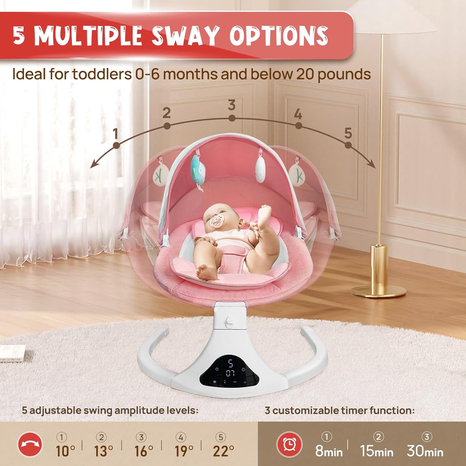Baby Swing Elektrisch Wipstoel Roze