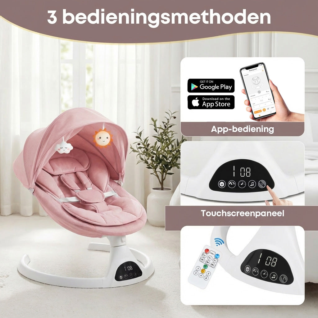Baby Swing Elektrisch Babyschommel Wipstoel Roze