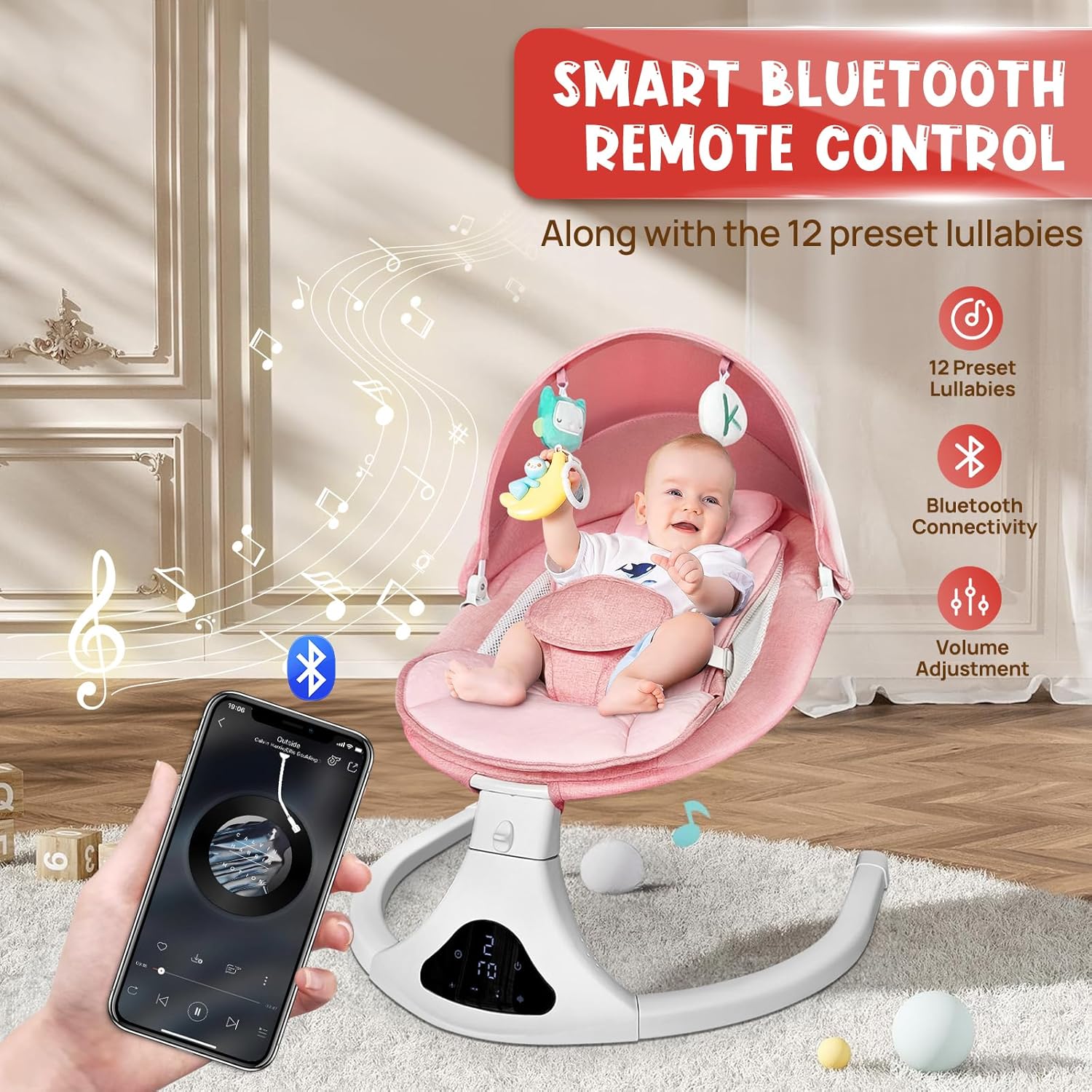 Baby Swing Elektrisch Wipstoel Roze