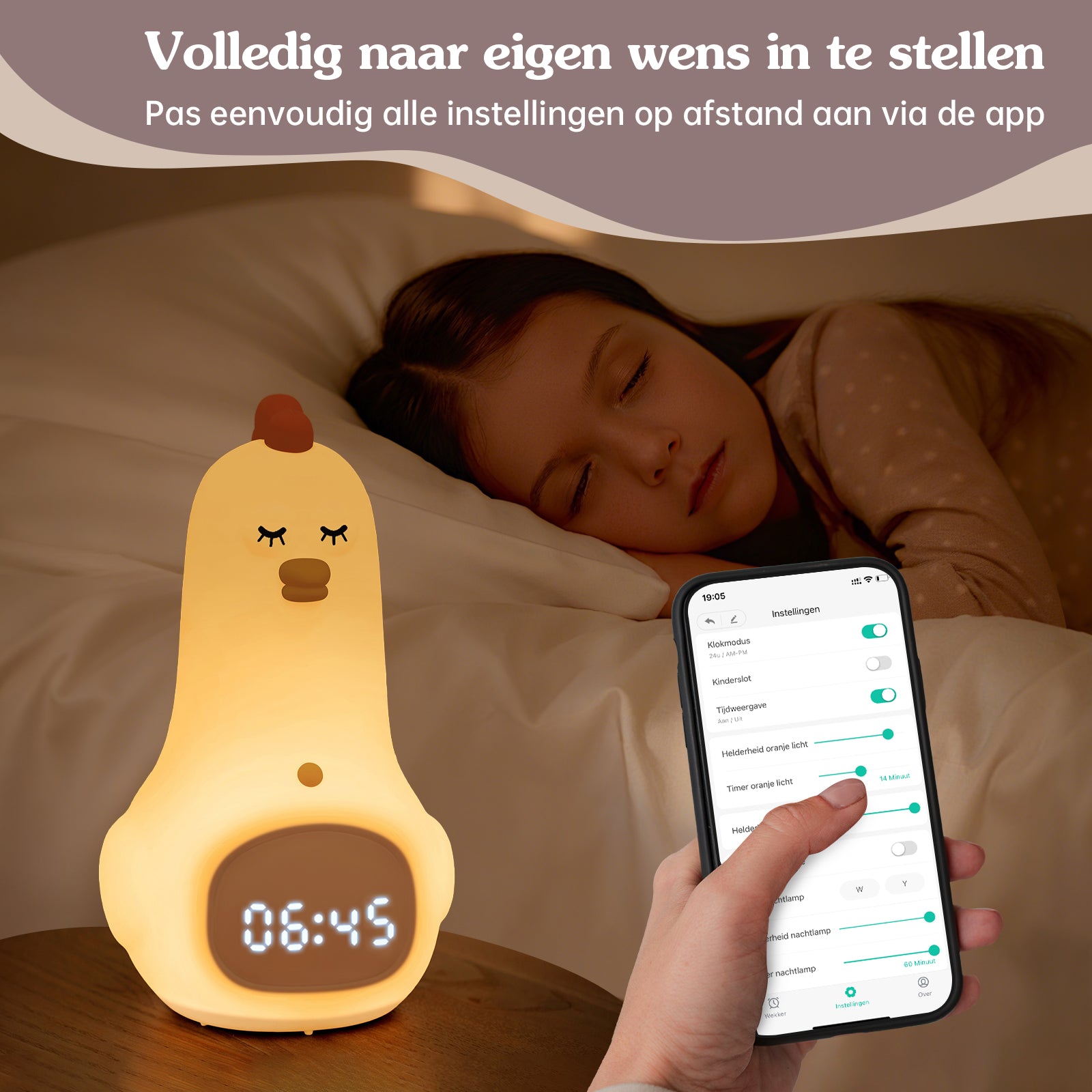 Slaaptrainer voor kinderen met app Kip