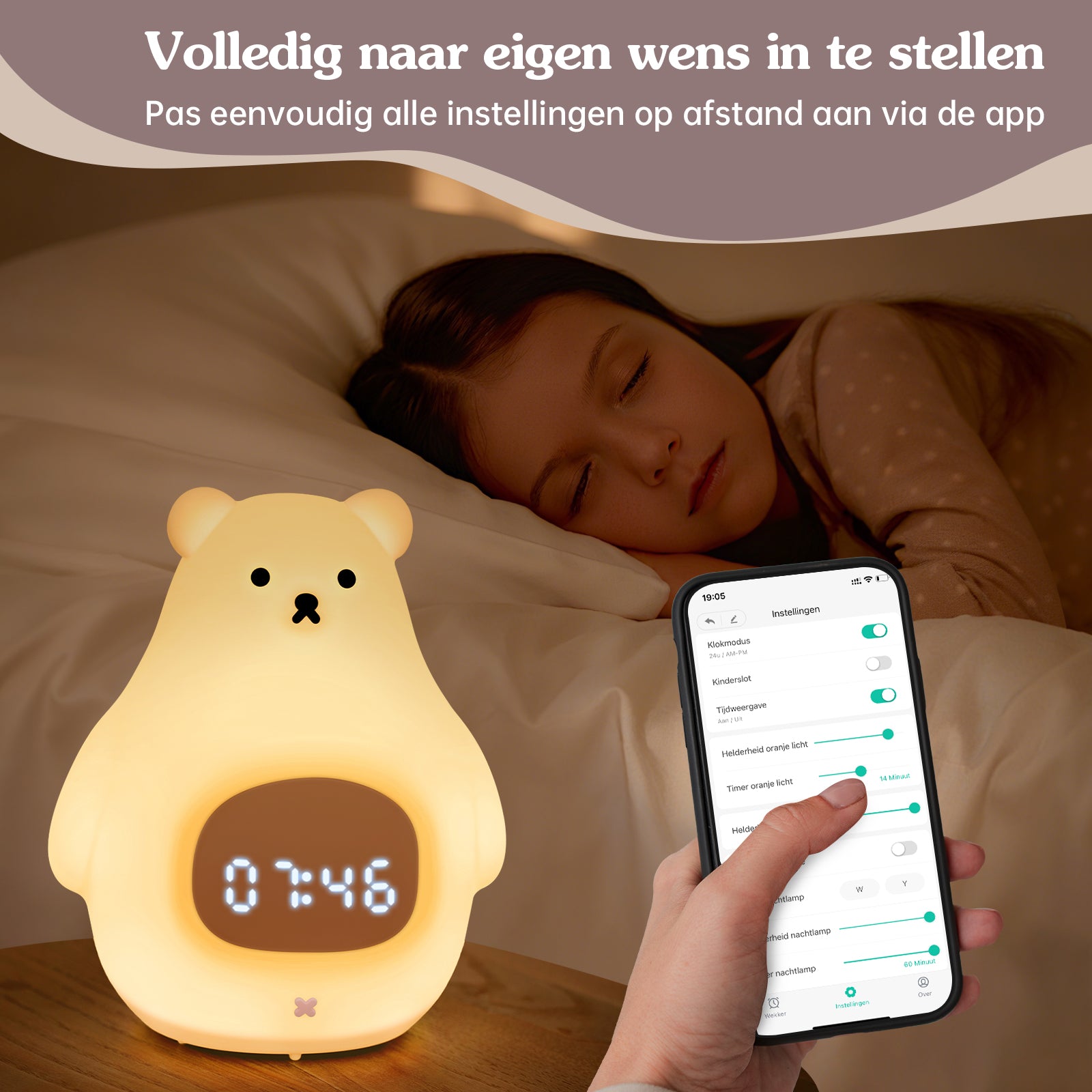 Slaaptrainer voor kinderen met app Beertje