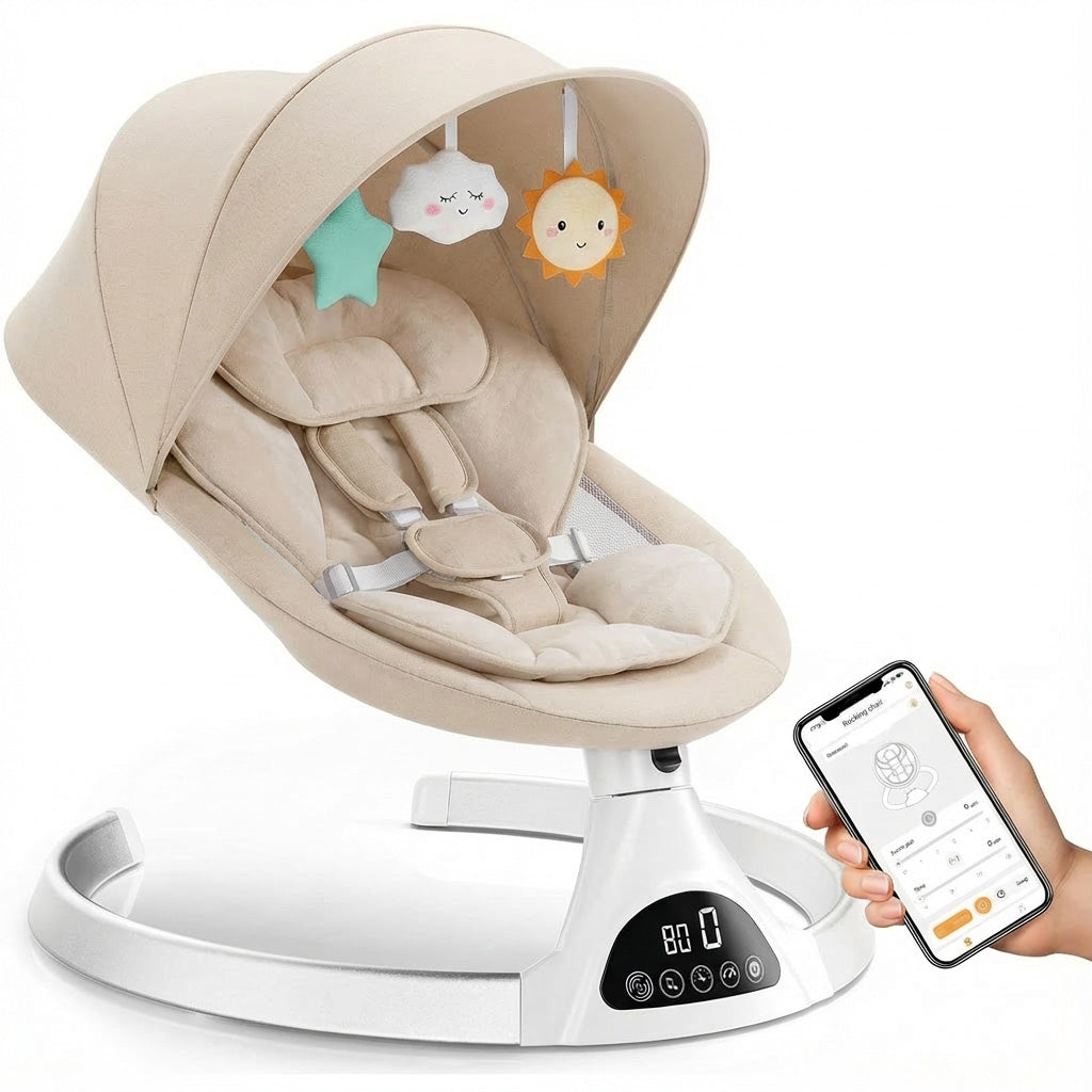 Baby Swing Elektrisch Babyschommel Wipstoel Beige