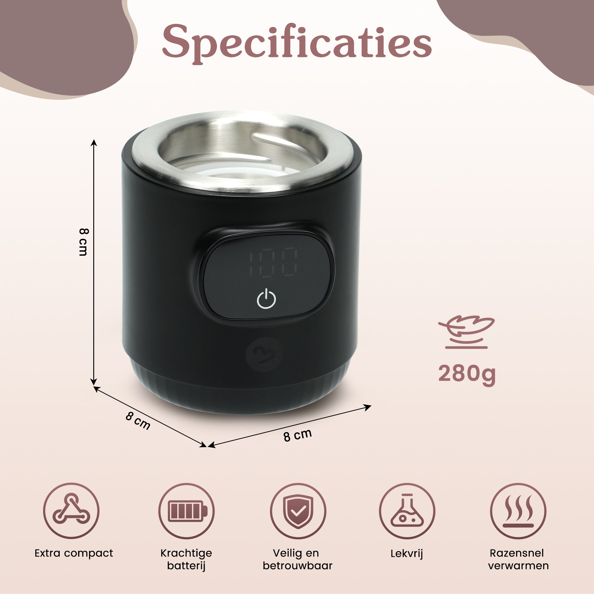 Draagbaar Flessenwarmer Draadloos Zwart