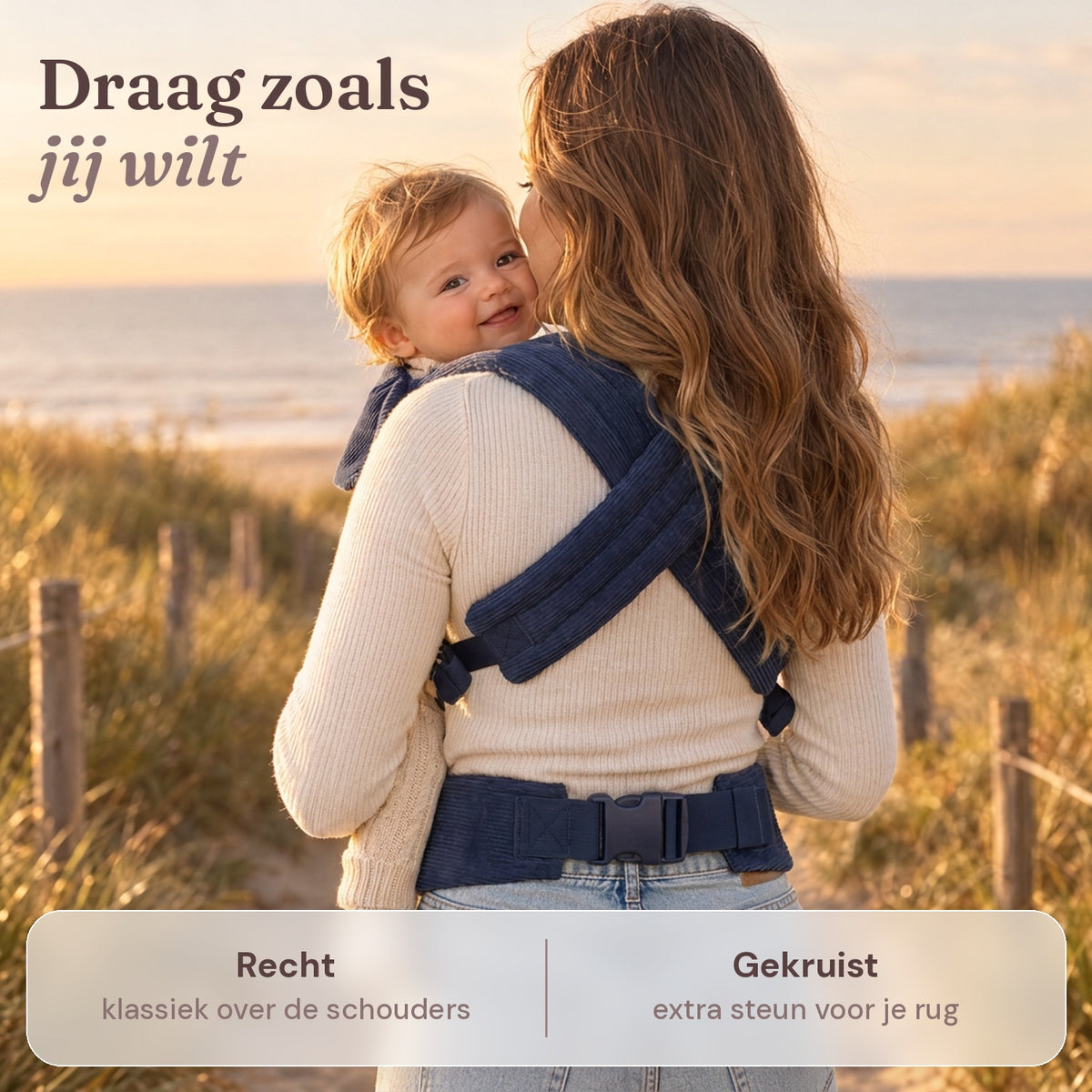 Ergonomische draagzak baby vanaf geboorte ribfluweel Blauw