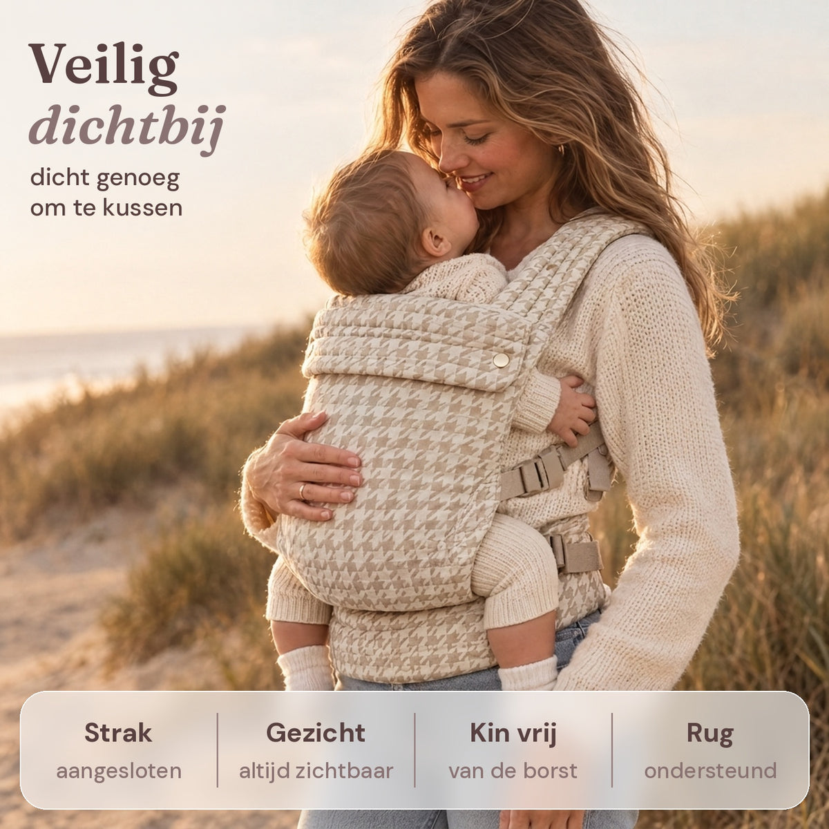 Ergonomische draagzak baby vanaf geboorte Beige