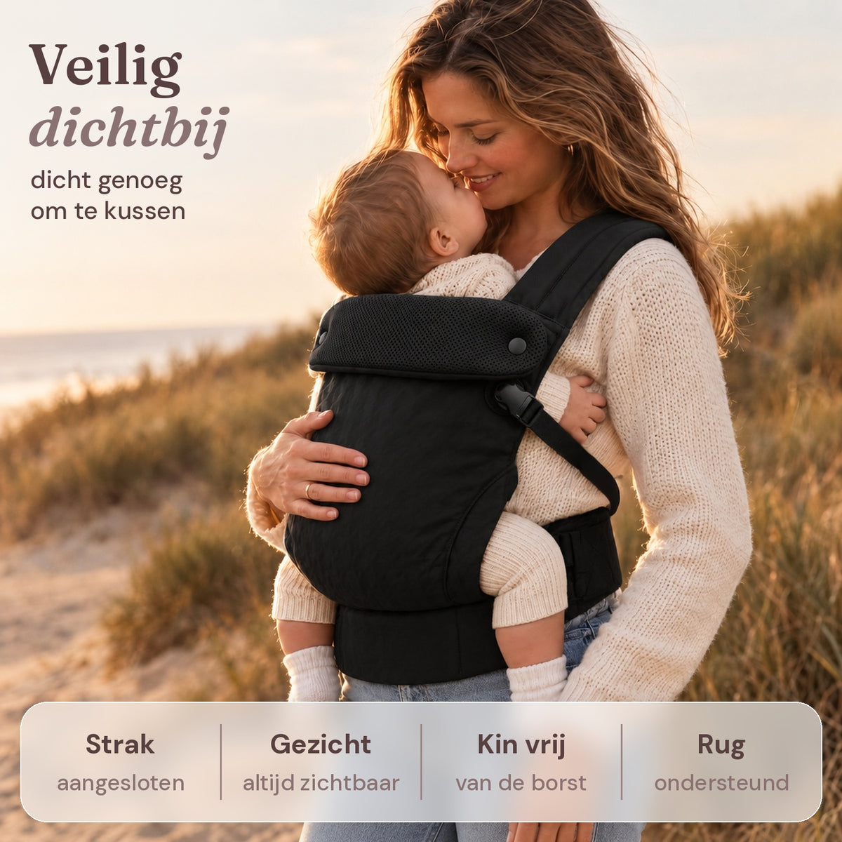 Ergonomische draagzak baby vanaf geboorte Zwart
