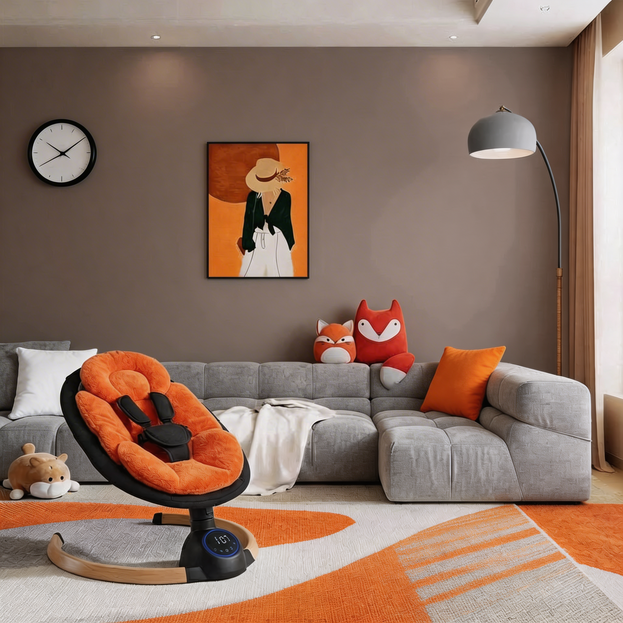 Baby Swing Elektrisch Babyschommel Wipstoel Oranje