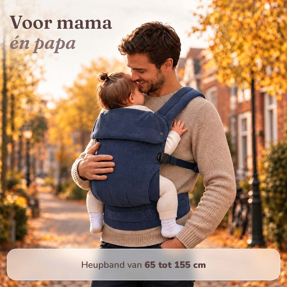 Ergonomische draagzak baby vanaf geboorte ribfluweel Blauw