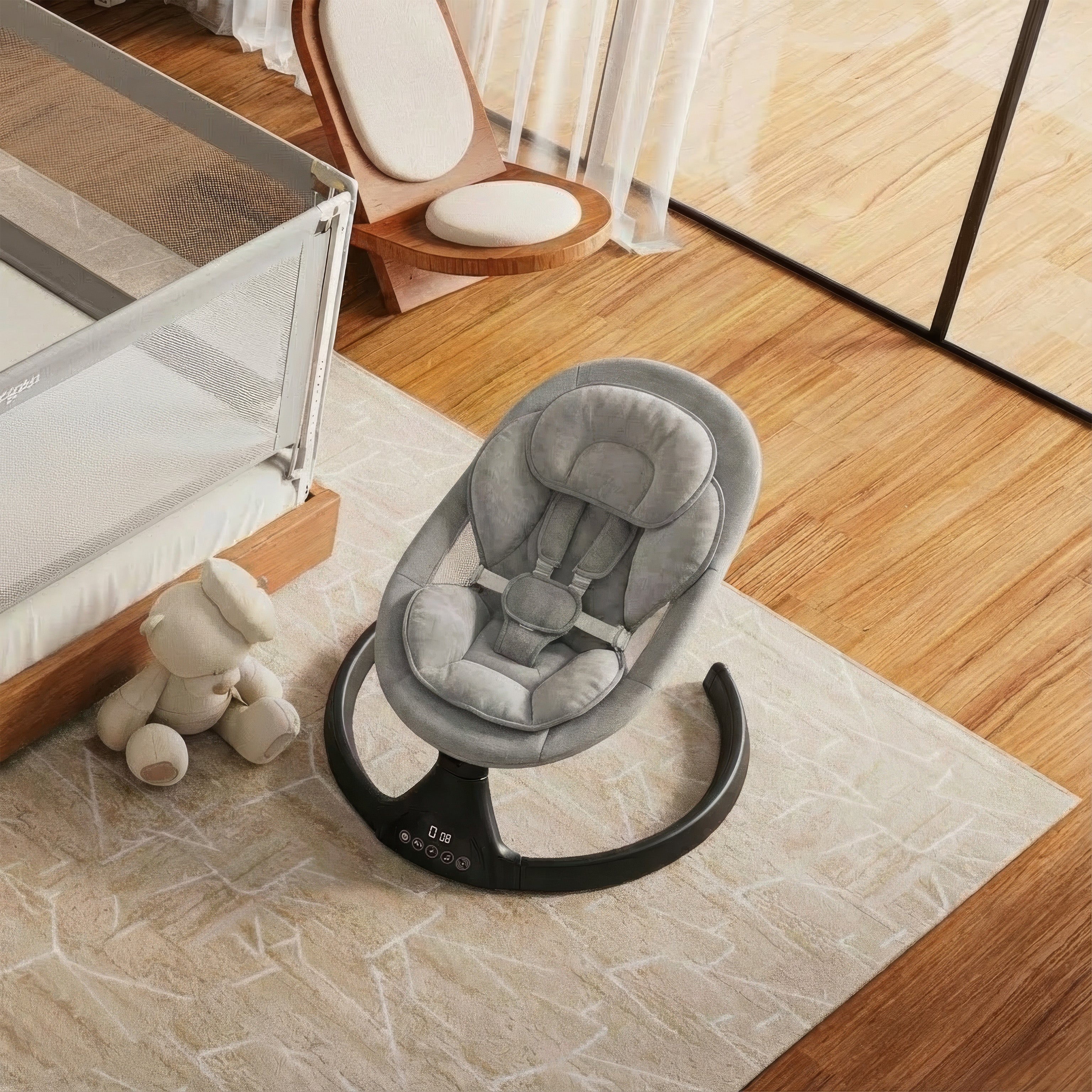 Baby Swing Elektrisch Babyschommel Wipstoel Grijs