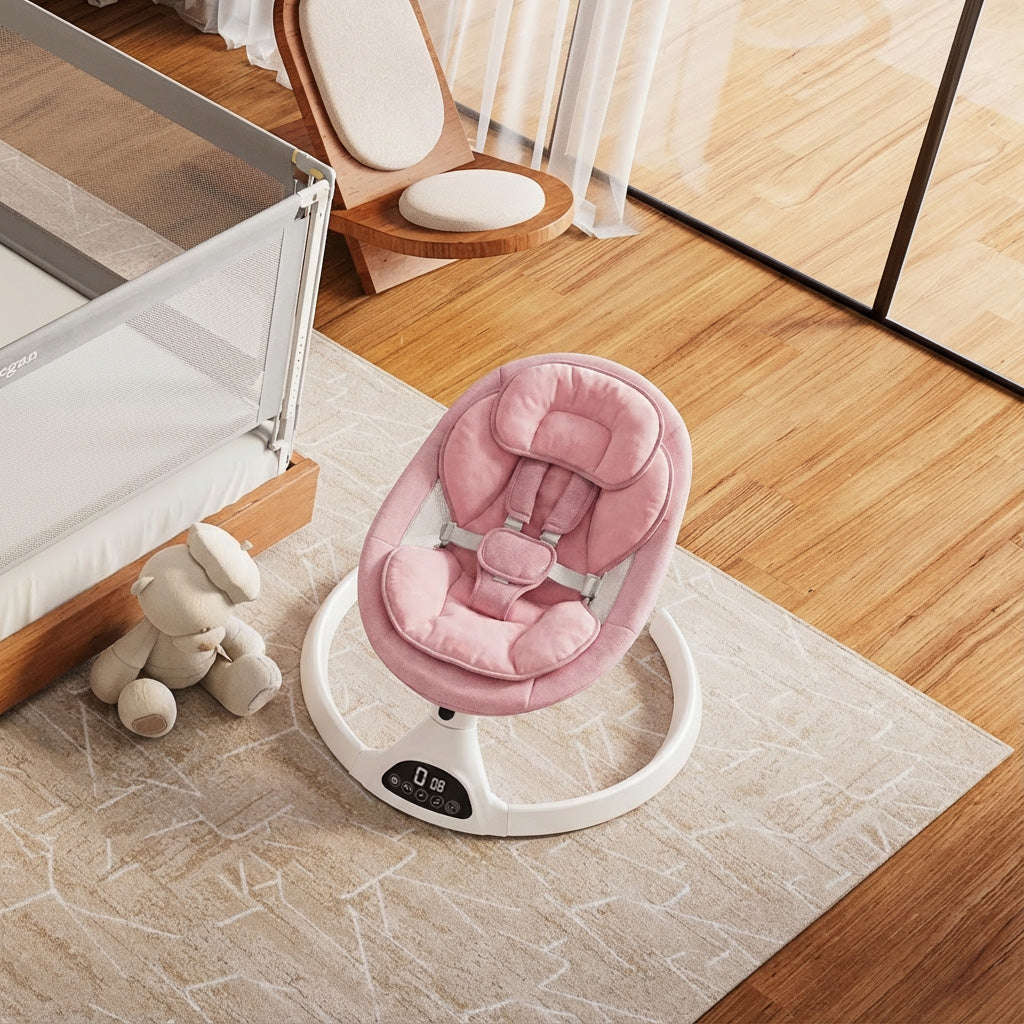 Baby Swing Elektrisch Babyschommel Wipstoel Roze