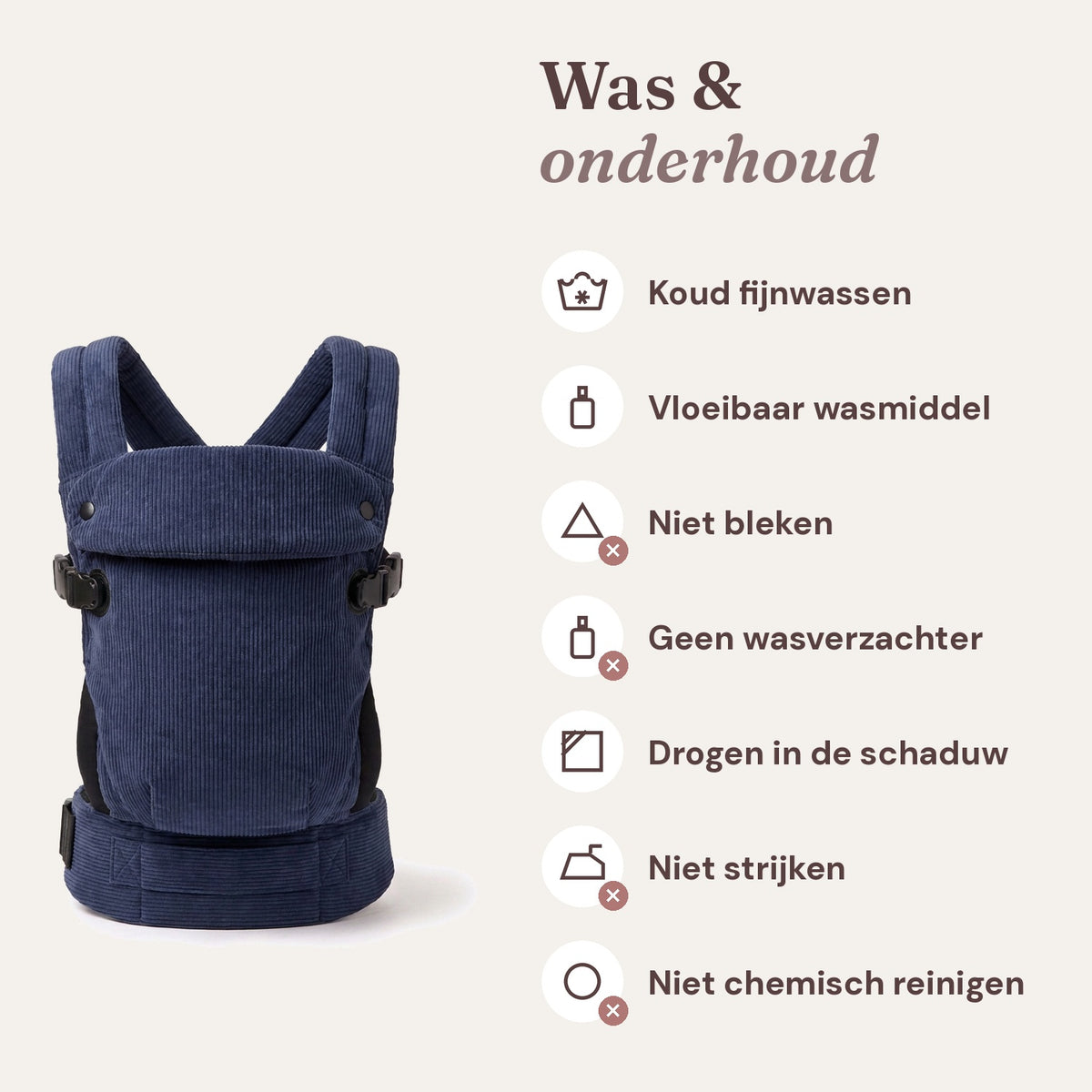 Ergonomische draagzak baby vanaf geboorte ribfluweel Blauw