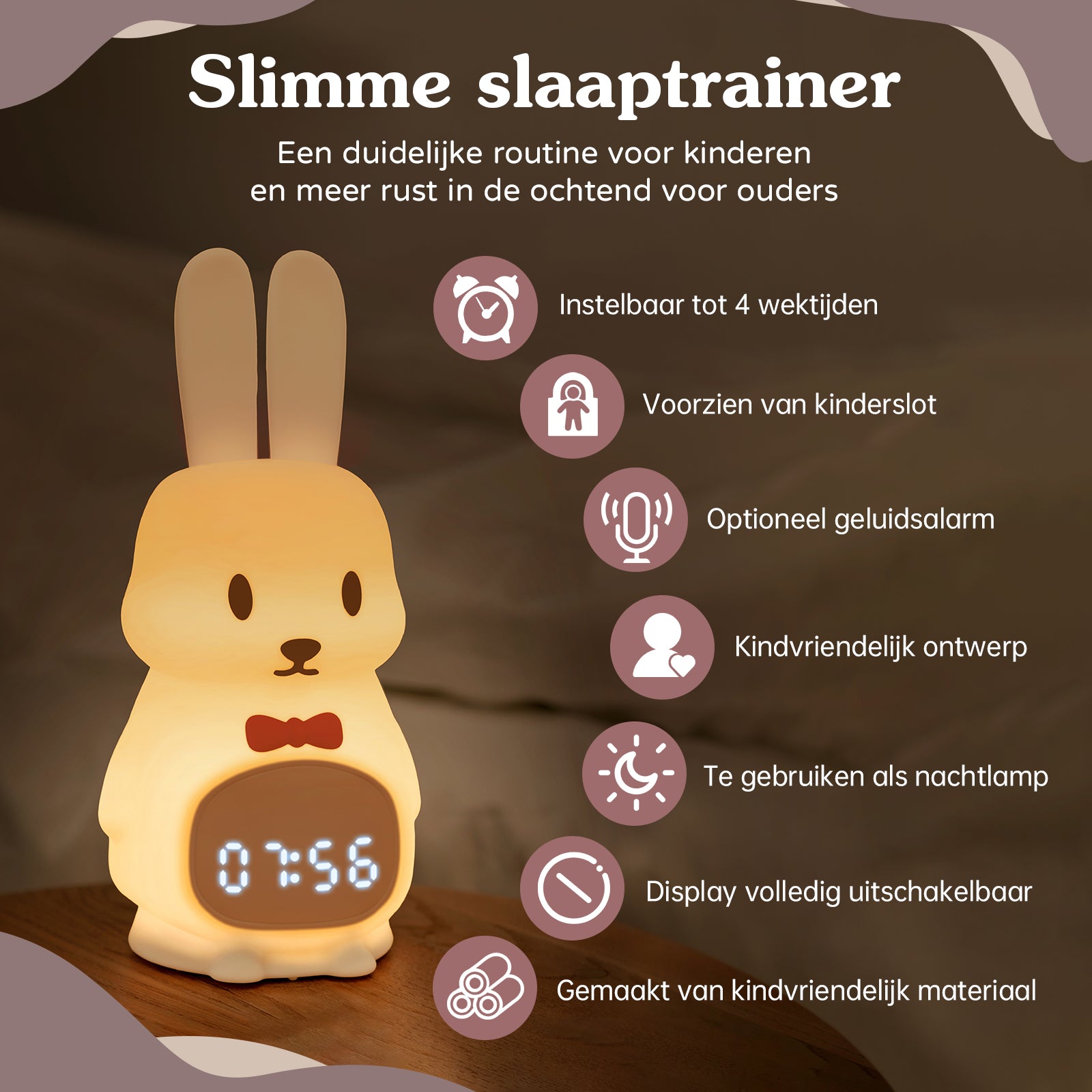 Slaaptrainer voor kinderen met app Konijntje
