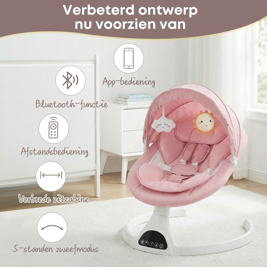 Baby Swing Elektrisch Babyschommel Wipstoel Roze