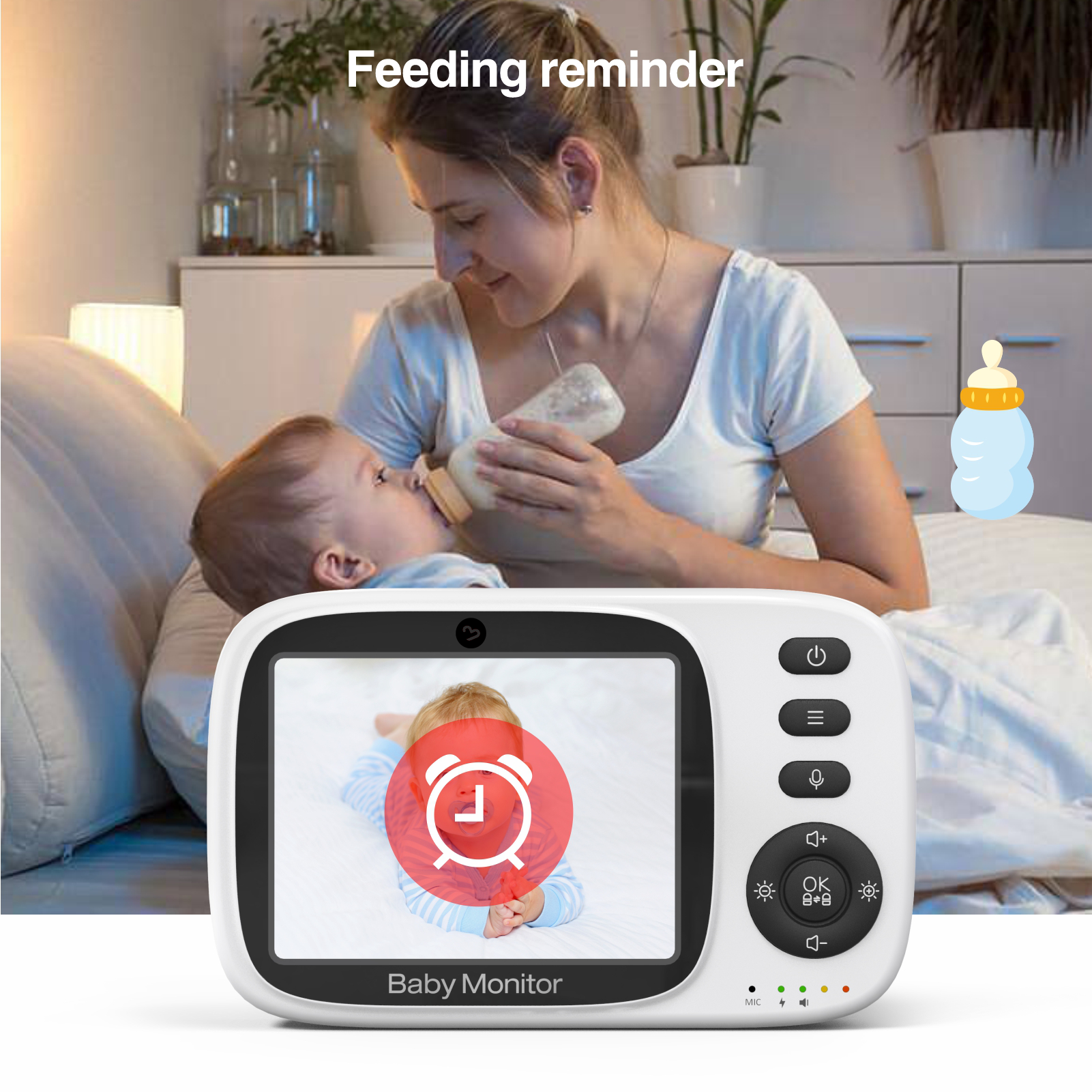 Babyfoon met camera Zonder WiFi 3.2 inch scherm