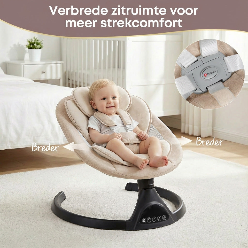Baby Swing Elektrisch Babyschommel Wipstoel BeigeZwart