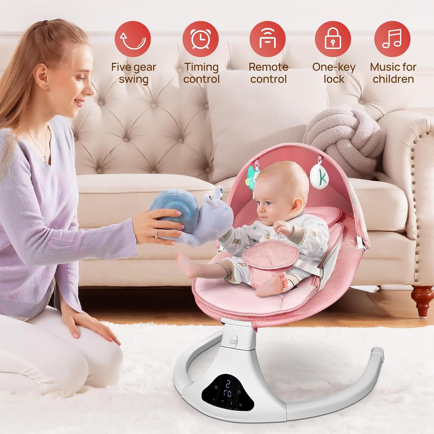 Baby Swing Elektrisch Wipstoel Roze