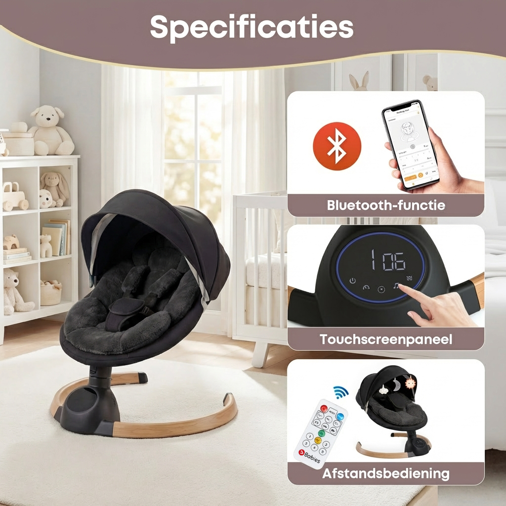 Baby Swing Elektrisch Babyschommel Wipstoel Zwart