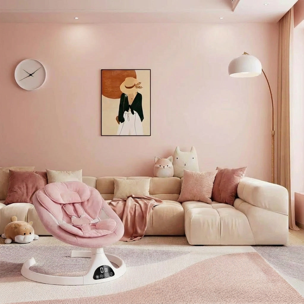 Baby Swing Elektrisch Babyschommel Wipstoel Roze