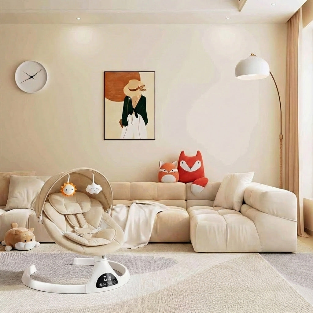 Baby Swing Elektrisch Babyschommel Wipstoel Beige
