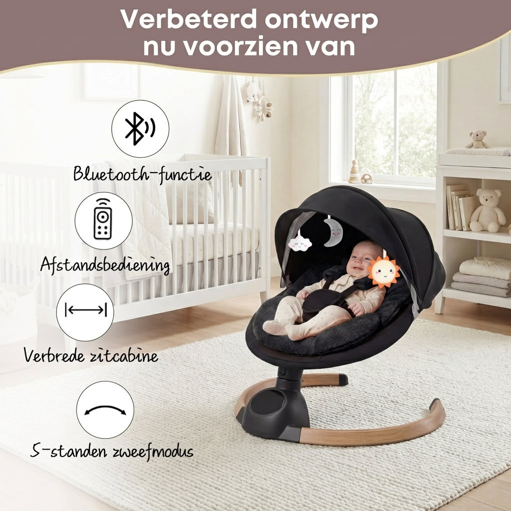 Baby Swing Elektrisch Babyschommel Wipstoel Zwart