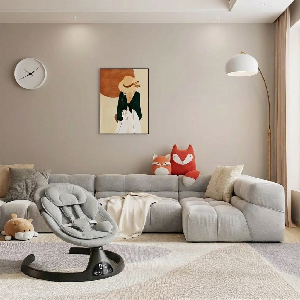 Baby Swing Elektrisch Babyschommel Wipstoel Grijs