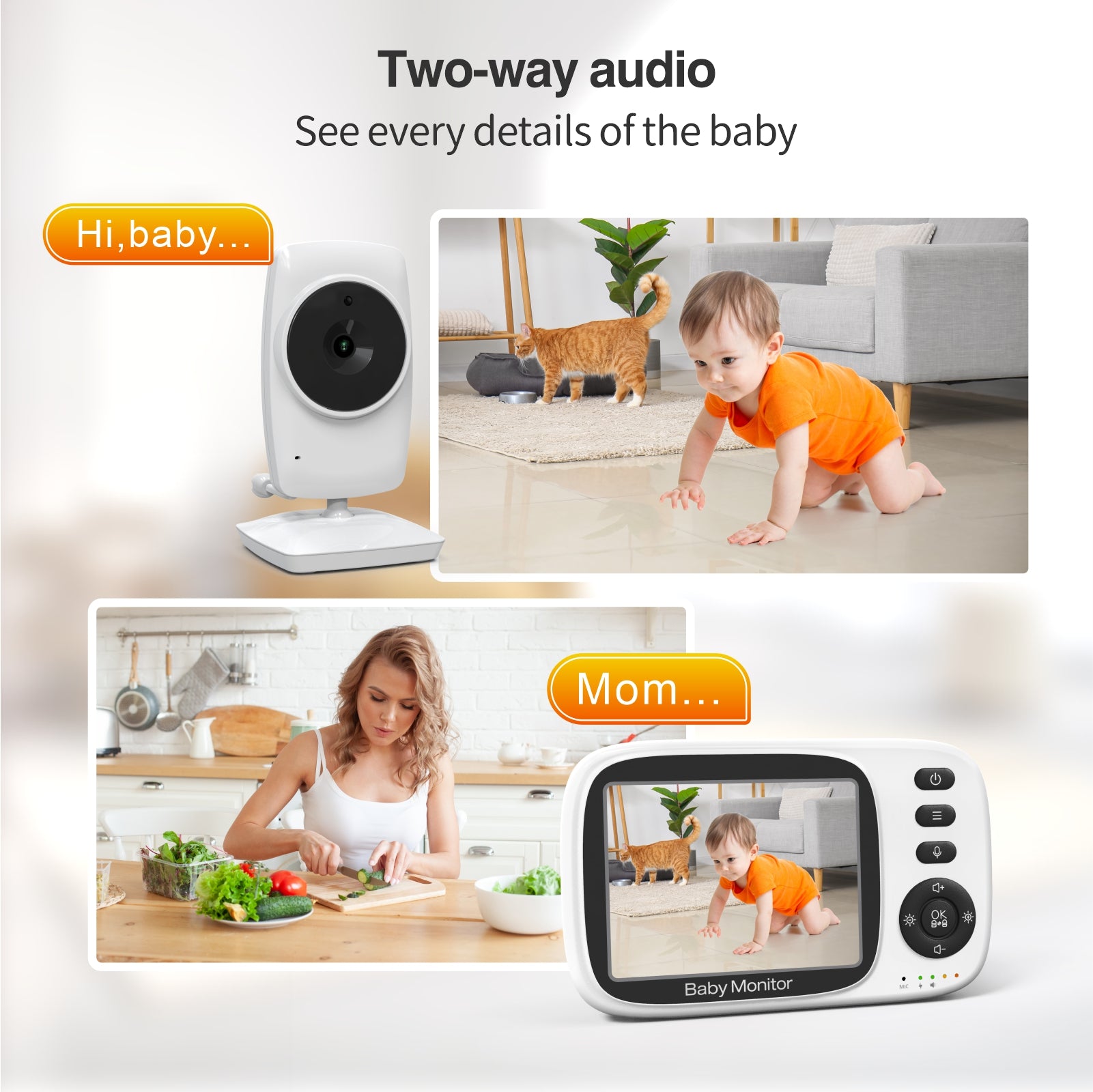 Babyfoon met camera Zonder WiFi 3.2 inch scherm