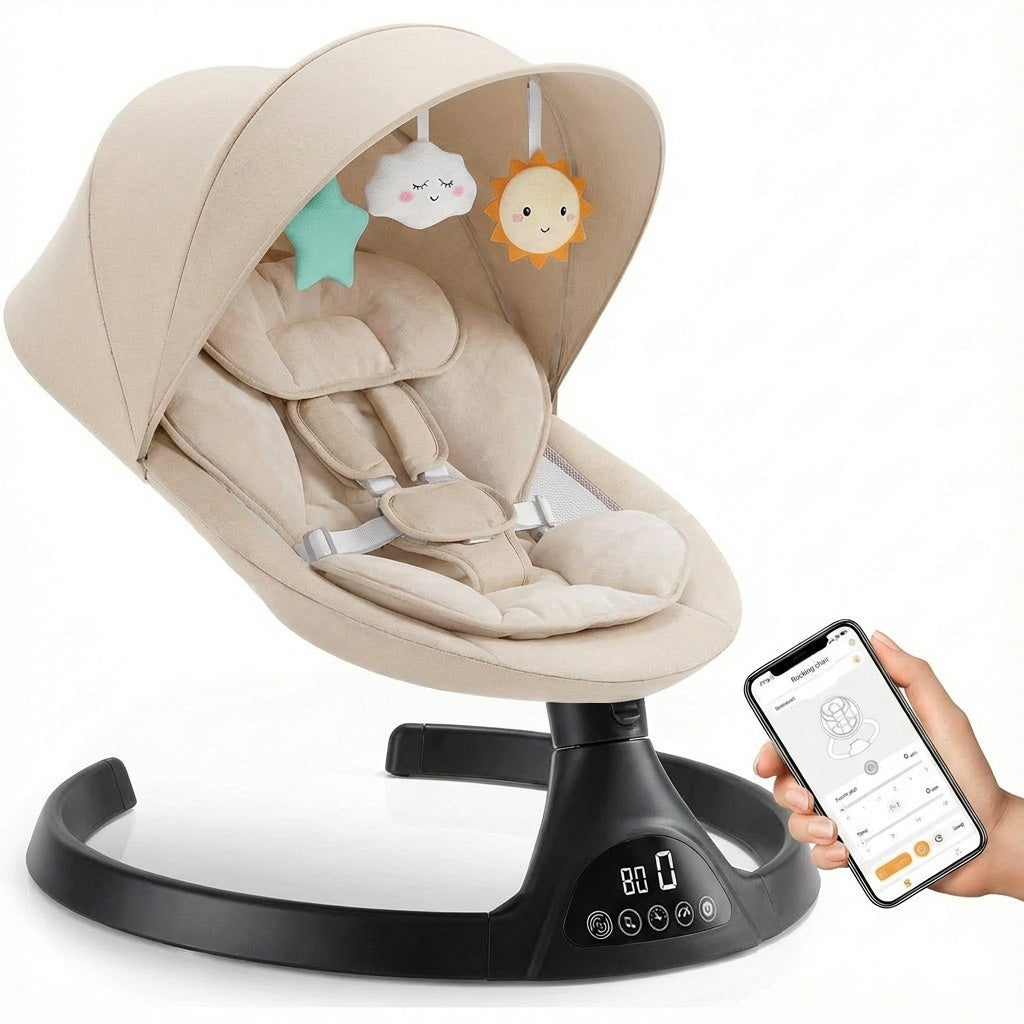 Baby Swing Elektrisch Babyschommel Wipstoel BeigeZwart