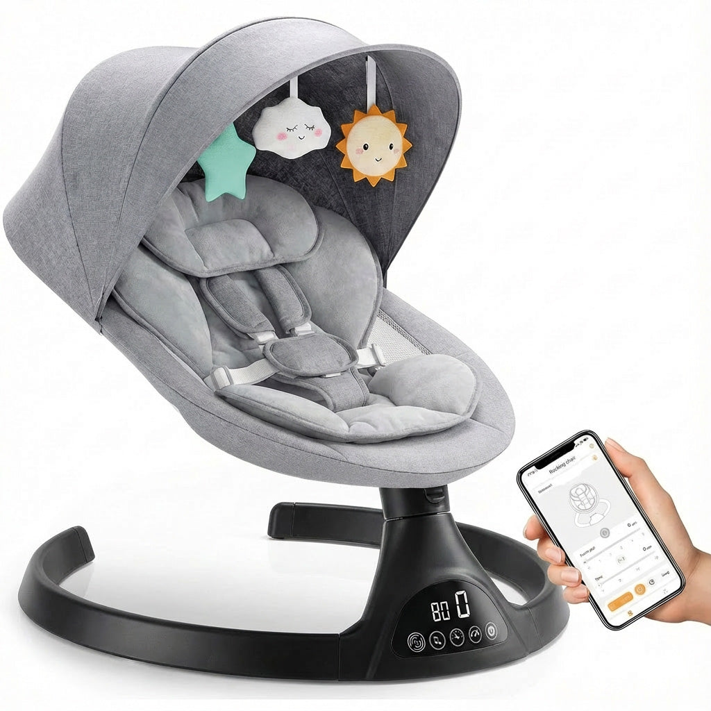 Baby Swing Elektrisch Babyschommel Wipstoel Grijs